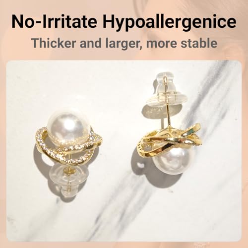 Silicone Earring Backs, 18K Gold Secure Locking Design for Studs, Hypoallergenic Replacement for Droopy Ears, No-Irritation Earring Backs for Men and Women(12 PCS)