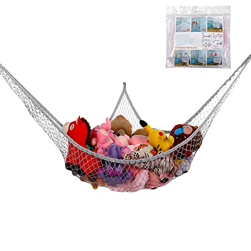 KOHUIJOO Stuffed Animals Net, Toy Hammock for Stuffed Animals, Jumbo Toy Storage Net 83" Wall Sling Corner Extra Large Kids Children Mesh Toy Net Organizer (Gray, 83 Inch)