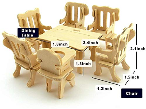 LoveInUSA 3D Wooden Dollhouse Furniture Puzzle DIY House Room Miniature Furniture Sets Puzzle Gift for Kids