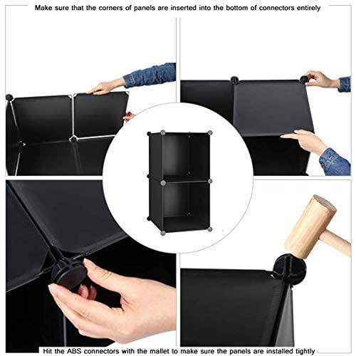 C&AHOME Cube Storage, 2-Cube Organizer Units, Plastic Closet Storage Shelves, DIY Book Shelf, Modular Bookcase, Cabinet Ideal for Bedroom, Living Room, Home Office, 12.4" L x 12.4" W x 24.8" H Black