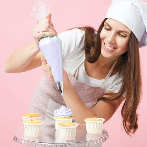 Riccle Piping Bags and Tips Set, 12 Inch 100 Anti Burst Piping Bags, Cake Decorating Kit with 18 Piping Tips, 1 Reusable Pastry Bags, 3 Cake Scrapers, 2 Couplers, and 2 Icing Bags Ties