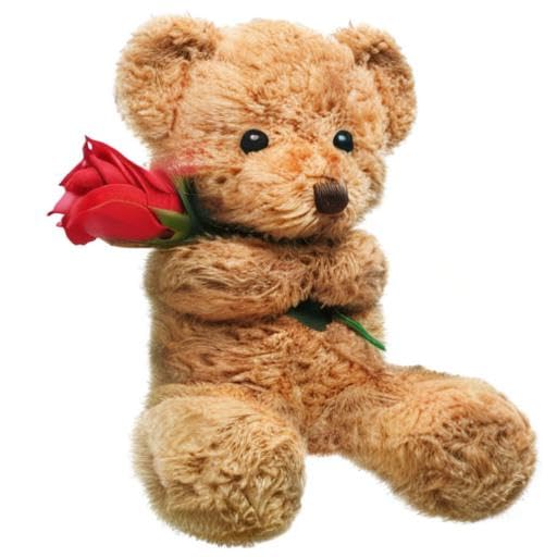 Valentine Bear Stuffed Animal Gift with Rose Funny Cute Bear Stuffed Animal Plush Gift for Valentine Mother Birthday Wedding Christmas, 11.8 Inches(Beige)