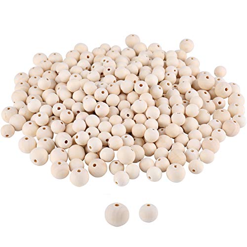 600 Pieces 20mm and 16mm Wood Beads Unfinished Natural Wooden Loose Beads Round Ball Wood Spacer Beads for Crafts DIY Jewelry Making