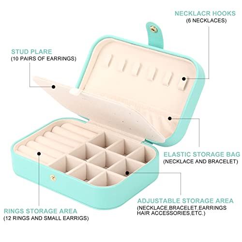 FEISCON Jewelry Box, Travel Jewelry Organizer Case Small Jewelry Storage and Organizers Craft Containers Travel Mini Organizer/GREEN