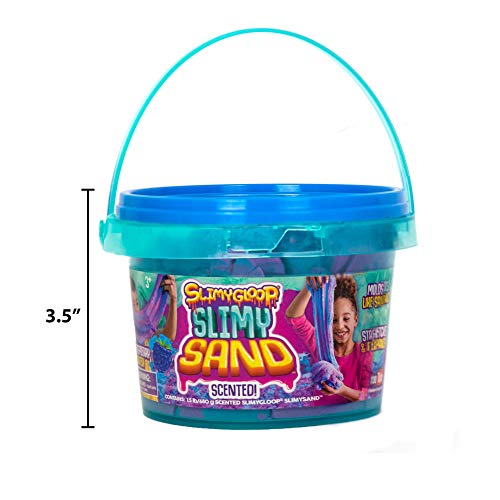 SLIMYSAND by Horizon Group USA, 1.5 lbs of Berry Scented Moldable, Stretchable, Expandable Cloud Slime, Blue & Purple Marbled, Slimy Play Sand in Reusable Bucket, Non Stick, Sensory Activity