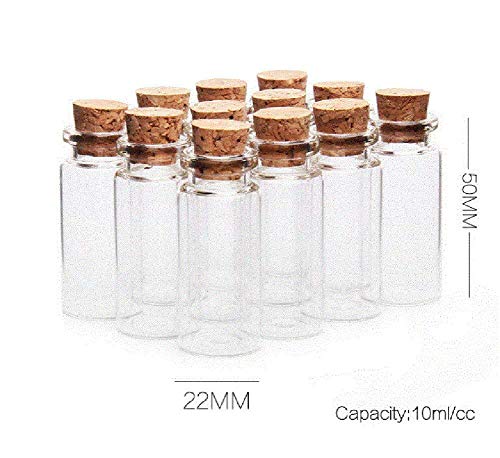 esowemsn 24pcs 10ml Clear Glass Jars Bottles with Cork Stoppers, Glass Bottles for Decoration, Arts & Crafts, Projects, Party Favors