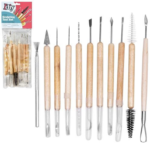 Pottery Tool Kit -21 Tip Double Sided, 11-Piece Tool Beginner's Clay Sculpting Set, Clay, Wood Carving, Ceramic Art Project Accessory for School, Classrooms, Kids/Adults, Birthday Gift, Craft Activity