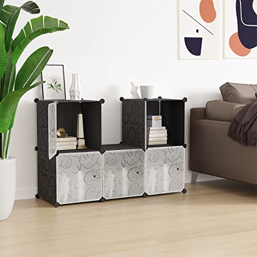 BASTUO Cube Storage Organizer, 6-Cube Closet Shelves Modular Storage Cabinet Units, DIY Plastic Storage Cube Organizerv Bookcase Shelves Organizer with Doors for Livingroom, Bedroom and Office