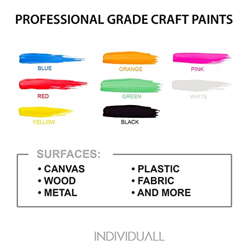 individuall Acrylic Paint Set for Canvas Painting - 8 Colors - Perfect for Holiday Gifts for Young Artists and DIY Projects - Canvas, Paper, Rock, Metal, Plastic and Walls