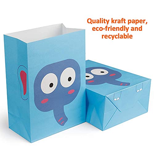 Mocoosy 24 PCS Animal Party Favor Gift Bags, Kids Goodie Bags for Birthday Party, Paper Candy Treat Bags Small Gift Wrap Bags for Jungle Safari Theme Party Baby Shower Supplies