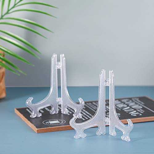 Artliving 5" Clear Plastic Easels or Stand/Plate Holders to Display Pictures or Other Items at Weddings, Home Decoration, Birthdays, Tables (24 Pack)