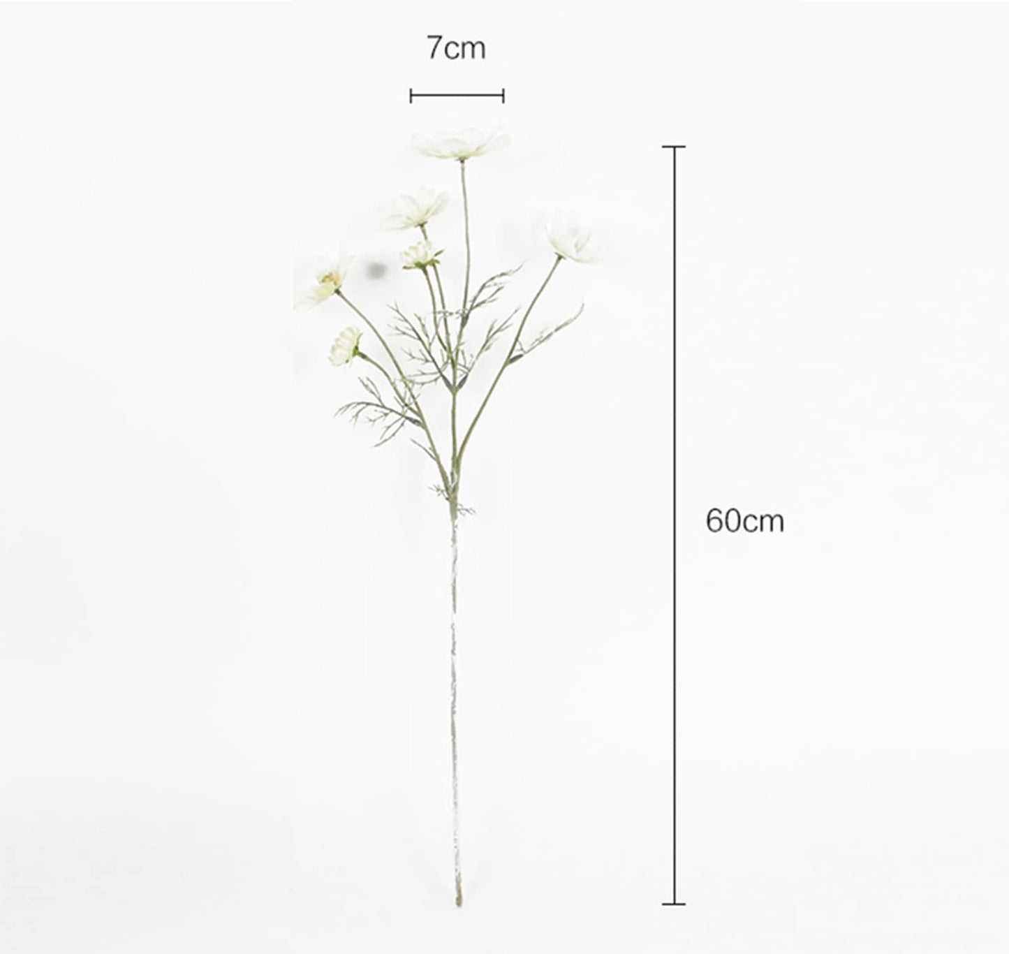 2 Pcs Artificial Fake Flowers Plants Cosmos Silk Flower Arrangements Wedding Bouquets Decorations Plastic Floral Table Centerpieces for Home Kitchen Garden Party Decor Approx 23.6'' High - White