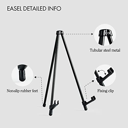 ARTIFY 14'' Tabletop Instant Display Easel, Black Steel Table Top Easels for Display, Tripod for Canvas, Paintings, Signs, Posters