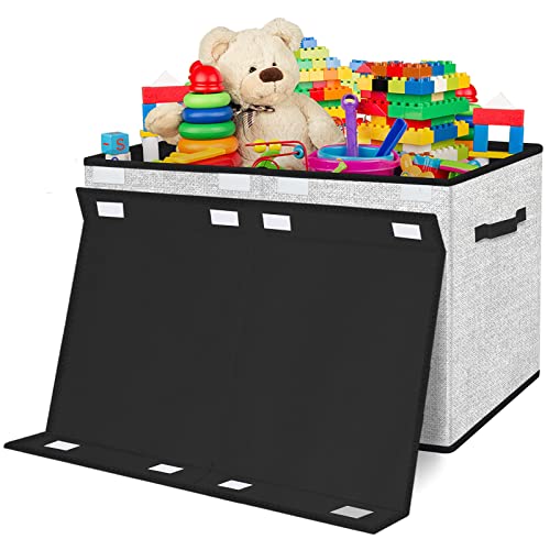 homyfort Large Toy Box Storage Chest for Girls Kids,Collapsible Toy Bin Organizer Basket with Lids for Blanket,Toys,Toddler,Nursery,Playroom (White)