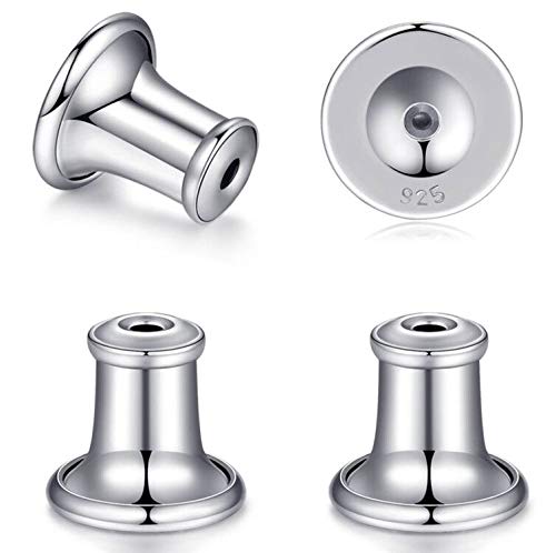 Catinee 2 Pairs Sterling Silver Stud Earring Backs, Hypoallergenic, Secure Locking