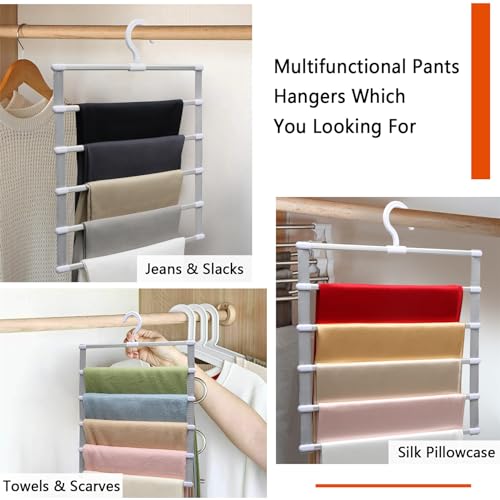 Closet Organizers and Storage,Pants Hangers Space Saving,Al Alloy Hangers for Organization and Storage,Dorm Room Essentials for College Students Girls,Home Organization Scarf Jeans Hangers-2 Pack