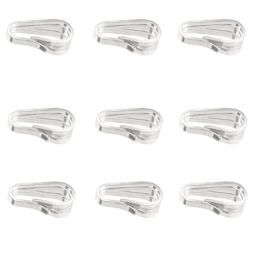 PH PandaHall Charm Holder for Necklace, 10pcs 925 Sterling Silver Snap Bail Hook Pinch Clip Necklace Chain Connectors Dangle Pendant Clasps for Necklace Choker Jewelry DIY Craft Gift Making, Platinum