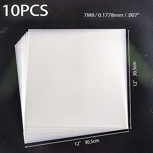 10PCS 7mil Blank Mylar Stencil Sheets,12X12 inch Milky Translucent PET Blank Stencils Sheets,Template Material for Cutting Machines, Laser Cutting, Food-Safe Craft Plastic