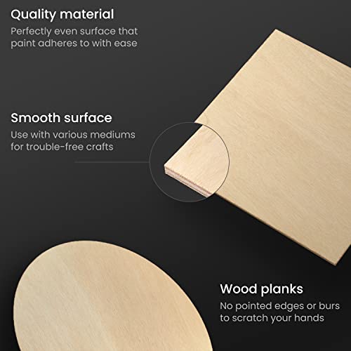 ARTEZA MDF Wood Slices, Set of 10, 5 x 11.8-Inch Circles and 5 x 9.05-Inch Squares, Unfinished Wooden Pieces for DIY Craft and Art Projects