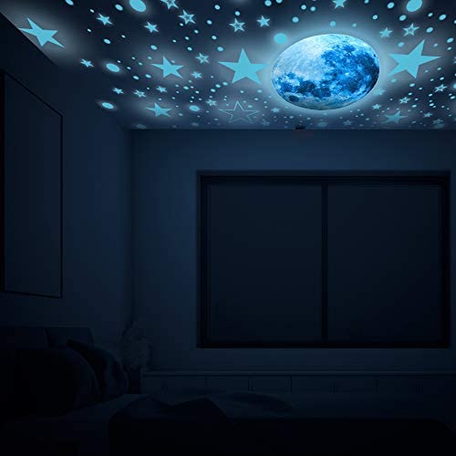 1138Pcs Glow in The Dark Stars, Glow in The Dark Moon for Ceiling Planets Space Wall Stickers Solar System Galaxy Wall Decals for Kids Boys Bedroom Living Room Decoration -Blue