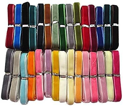 Chenkou Craft 30 Yards 1/8" (3mm) Velvet Ribbon Total 30 Colors Assorted Lots Bulk (Multicolored, 1/8"(3mm))