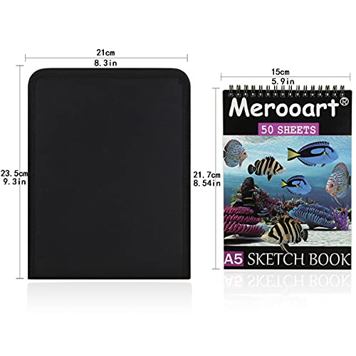43 Sketch Pencils Set with Two 50 Page Sketchbooks, Colour Pencil Set - Professional Watercolour Pencils for Adults/Children, Professionals/Beginners, Durable Art Pencils for Colouring, Black Zip Case