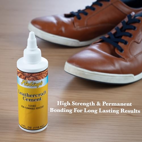 Fiebing's Leathercraft Cement - 4 oz Leather Glue Adhesive - Quick Drying, High Strength, Flexible, Permanent Bonding Leather Repair for Jackets, Shoes, Furniture, Purse - Non-Toxic & Non-Flammable