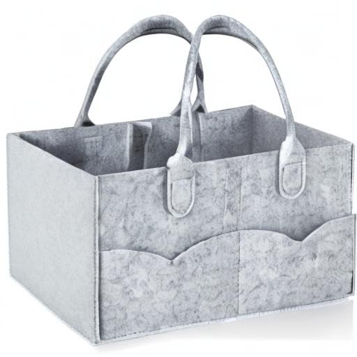 PandaEar Baby Diaper Caddy Organizer, Portable Diaper Holder Organizer Nursery Storage Basket for Wipes & baby stuff, Collapsible Baby Organizer with Divided Design (Grey)