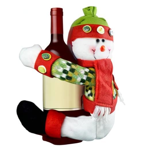 Christmas Tree Topper Snowman,Unique Holiday Xmas Decorations Funny Home Decor,Also Be Used As Curtain Tie and Hugger Wine Bottle,Red White Green