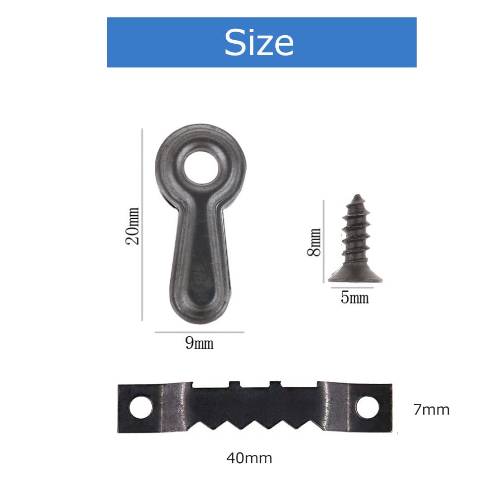 Amerlery 100 Pieces Frame Picture Turn Buttons and 25 Pieces Sawtooth Picture Frame Hanging Hangers Double Hole with 150 Pieces Screws for Hanging Pictures, Photos, Drawing