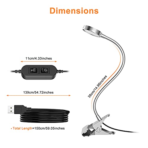 LEPOWER Clip on Light/Reading Light/Book Light Color Changeable/Night Light Clip on for Desk, Bed Headboard and Computers (Silver)