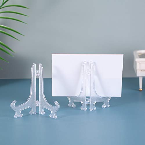 Artliving 5" Clear Plastic Easels or Stand/Plate Holders to Display Pictures or Other Items at Weddings, Home Decoration, Birthdays, Tables (24 Pack)