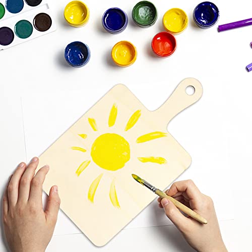 16 Pack Unfinished Wood Cutting Board Craft with Handle, Wooden Paddle Cheese Bread Board Set Chopping Board Serving Tray for Craft DIY Christmas Home Kitchen Cooking Decor (9.4" x 5.5")