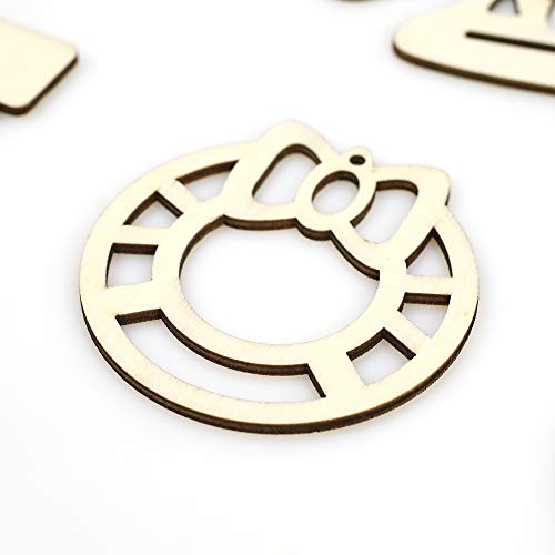 30PCS Christmas Wooden Ornaments, 3 Inch Unfinished Wooden Cutouts Boho Ornaments for Hanging Christmas Tree DIY Kids Crafts Gift Winter Party Indoor Home Winter Xmas Decorations