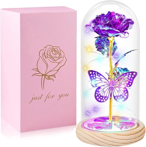 Mothers Day Rose Gifts for Mom Flowers Rose Gifts for Women,Birthday Gifts for Women,Purple Butterfly Flowers for Mom Mother Day Flower Gifts from Daughter Son,Gift for Sister,Her,Grandma,Wife