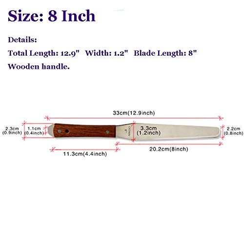 8 Inch Screen Printing Ink Spatula Stainless Steel Ink Knife Wood Handle Flexible Ink Spatula - 4in / 5in / 6in / 7in / 8in / 9in / 10in / 12in (8 inches)