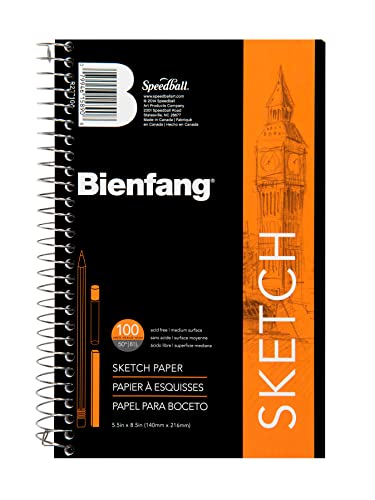 Bienfang Sketch Pad 5.5x8.5 Inch, 100 Sheets of 50lb 81gsm Art Paper, Spiral Bound Sketch Book Drawing Notebook