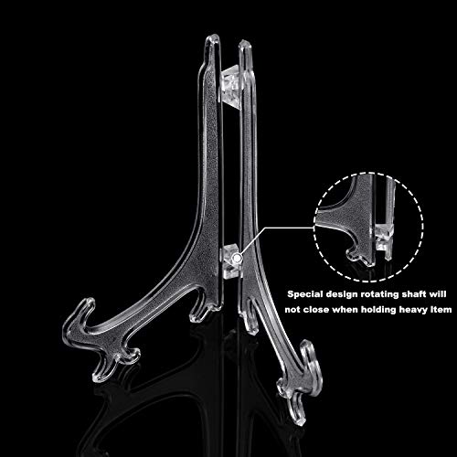 Thyores 6-Pack Plastic Easels, 4/6/8 Inches Clear Easel Display Stand/Plate Holders to Display Pictures, Items