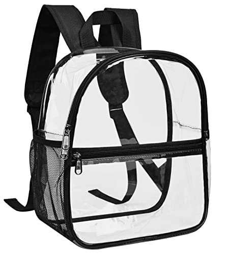 USPECLARE Clear Backpack for Stadium Approved 12×6×12, Water proof Clear Bag for Stadium Events and Concert Work Sport Event（Black）