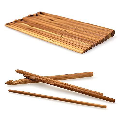 KOKNIT 20pcs Bamboo Crochet Hooks, Lightweight and Eco-Friendly of Full Gift Set with Crochet Hooks Bag, Crochet Hooks for Crocheting