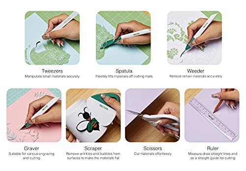 Nicapa Basic Tool Set Craft Weeding Vinyl Cardstock Crafting Tools Kit for Silhouette/Siser/Oracal 631 651 751 Vinyl-Green