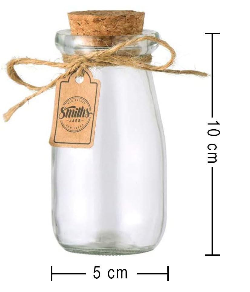 Smith's Mason Jars Set of 12 x 100ml Small Glass Jars with lids | Small Glass Bottles Great for Food Storage, Yogurt jars, Bud Vases, Candies, Arts and Crafts, Home made Gin, Giveaways & More