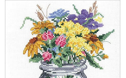 Janlynn 017-0112 "Wildflower Jar Counted Cross Stitch Kit