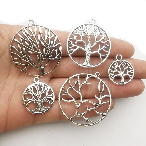 100g Craft Supplies Mixed Tree of Life Pendants Beads Charms Pendants for Crafting, Jewelry Findings Making Accessory for DIY Necklace Bracelet (M075)