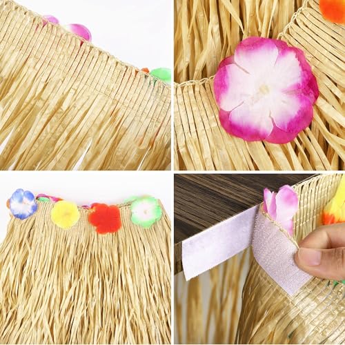 Grass Table Skirt Natural 9 Feet x 29.5 Inch Hawaiian Table Skirt for Tropical Hawaiian Party Decorations Luau Party Costume Party, Straw Yellow