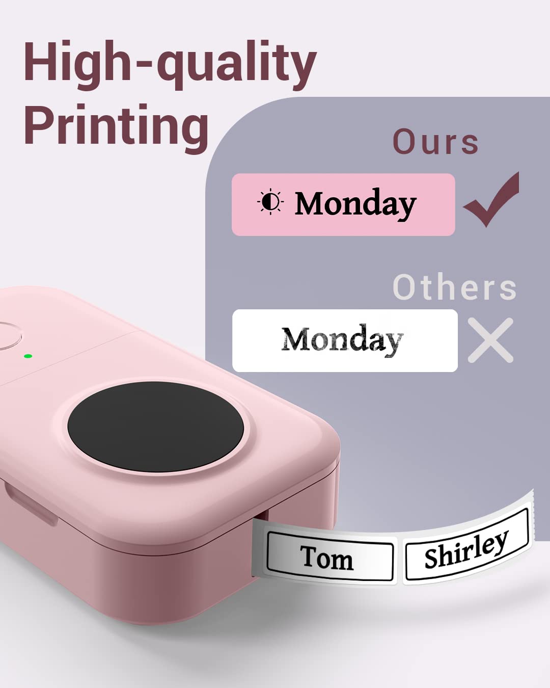 Label Maker Machine - D30 Wireless Cute Easy-to-Use Smart Labeler Maker, Multiple Templates Calligraphy and Icons Available, for Office Home Storage Organization, with Free Sample Label, Pink