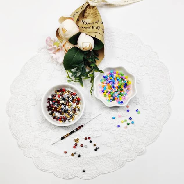 8600 pcs 4mm 6/0 48 Colors Glass Seed Beads, Charms Bracelet Jewelry Making Beads Kit Gifts Small Craft Glass Beads with Beading Elastic String for Bracelets Earrings Necklaces Making（48 Colors）