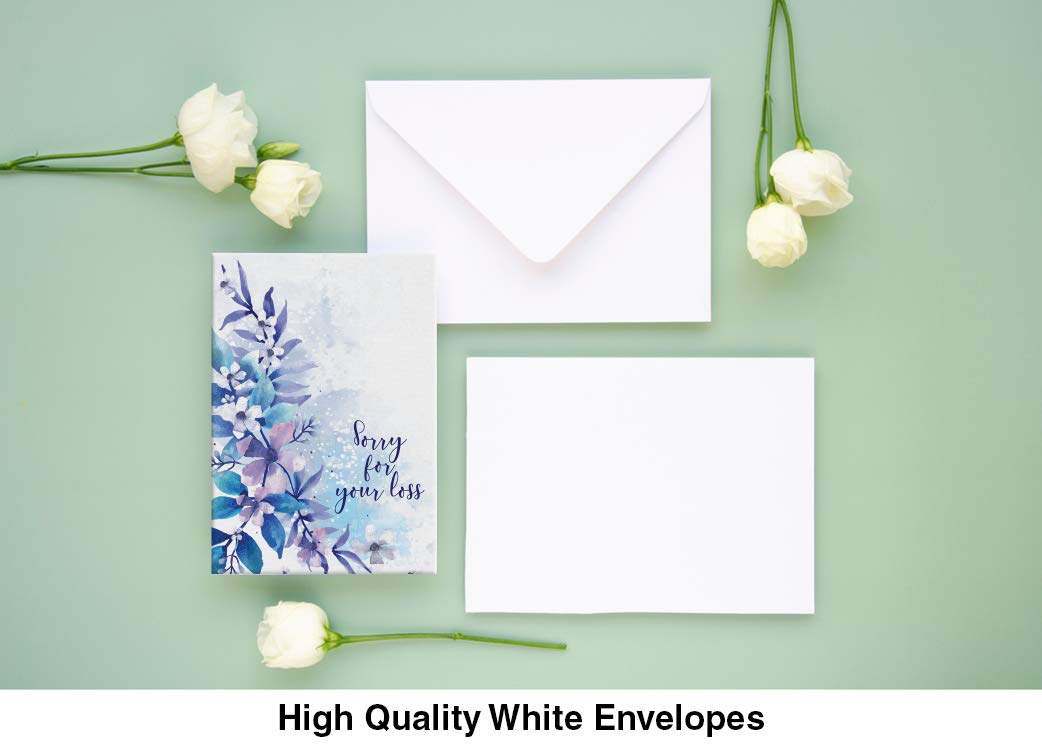 30 Unique Sympathy Cards With Greetings Inside. 30 Different, Large Greeting Cards With Envelopes and Matching Sealing Stickers. Includes Sturdy Storage Box.
