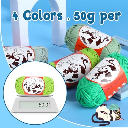 Fedmut Beginner Crochet Yarn, 4x50g /218 Yard Easy Yarn Crochet Knitting Yarn for Beginners with Easy-to-See Stitches, Yarn for Crocheting Bag, Keychain, Flower, Animal