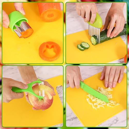 13 Pieces Montessori Kitchen Tools Cookware Baking Toy for Toddlers Kids, Toddler Safe Knife Set for Real Cooking, Cutting Boards, Crinkle Cutter, Serrated Edges and Wooden Safe Knives